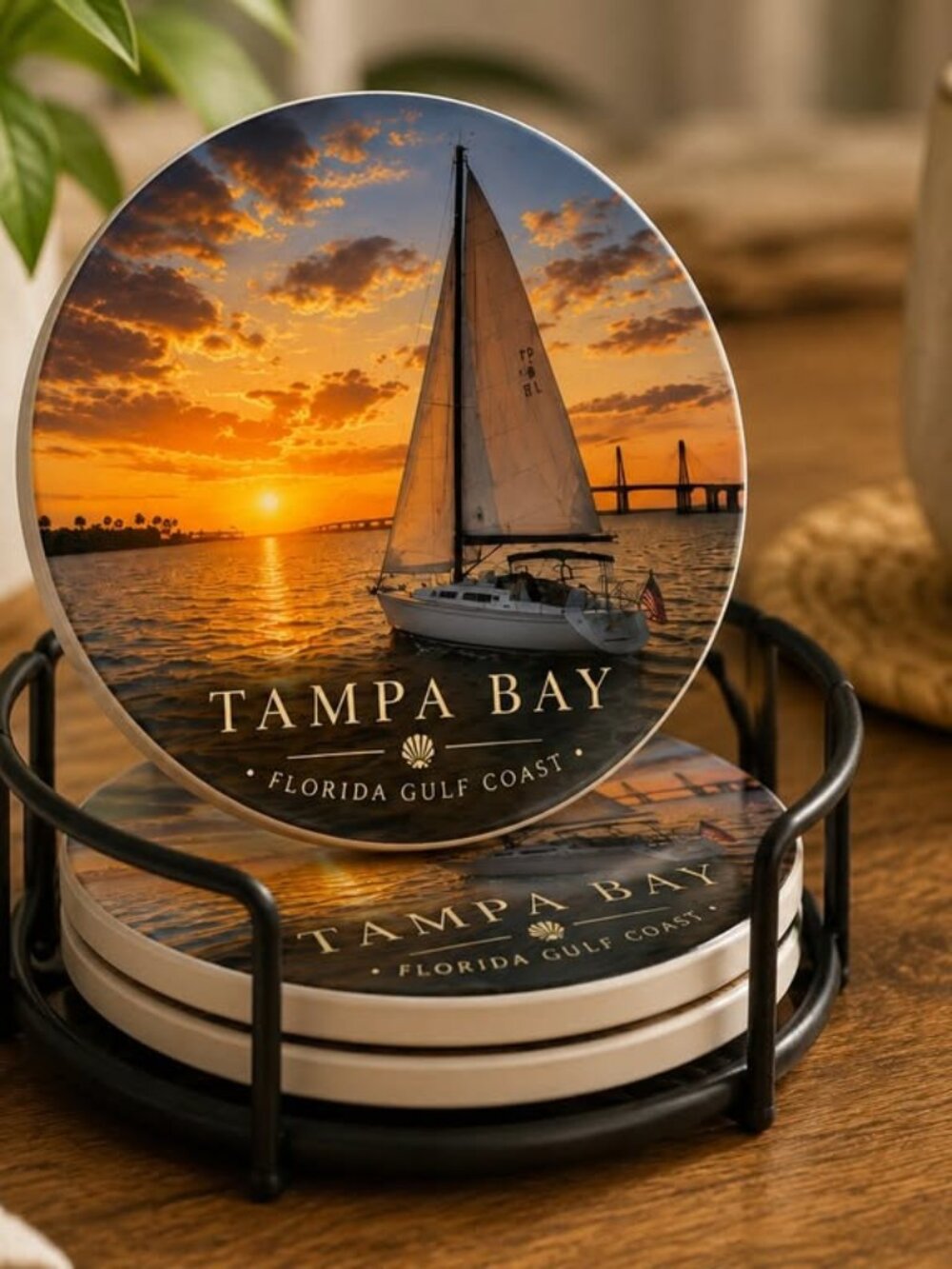 Tampa Bay Coastal Collection Ceramic Coaster Set – Set of 4